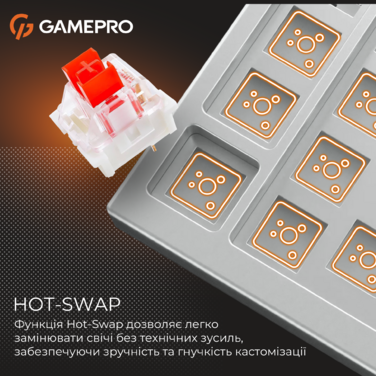 Дротова механічна клавіатура GamePro Genesis Metallic (MK110W) 87% Red switches