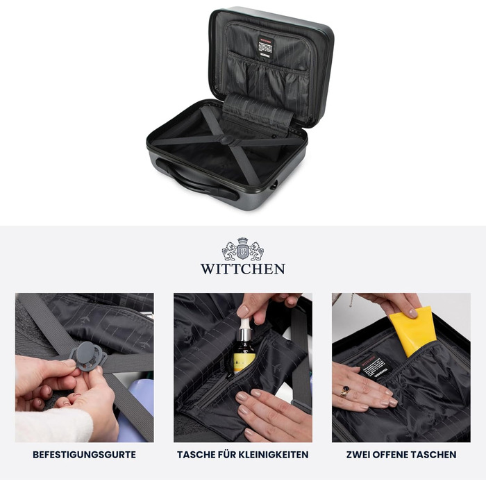 Валіза ручної поклажі WITTCHEN Globe Line сірого кольору з ABS-пластику та кодовим замком | 25 x 33 x 16,5 см | Підходить для Lufthansa, Eurowings, Ryanair, Condor, Discover Airlines