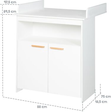 Комод-пеленальник Roba 'Антон' білий, з пеленальним столиком, 2 дверцята та 1 полиця, висота пеленального майданчика 90 см