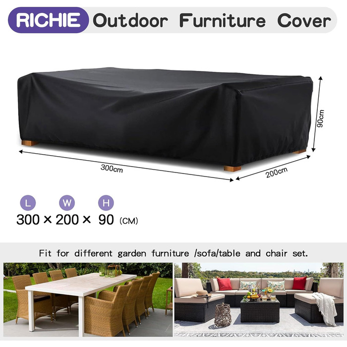 Водонепроникний чохол для садово-патіо меблів RICHIE 170x95x71 см (420D Oxford)