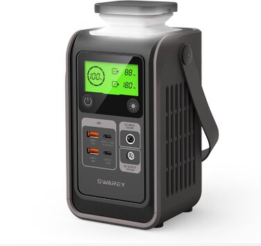 Портативна електростанція 192Wh LiFePO4, 140W USB-C, сонячний генератор 180W для кемпінгу, подорожей, надзвичайних ситуацій