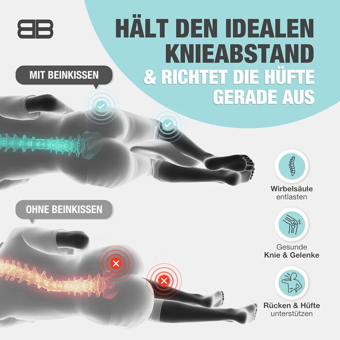 Підтримка для колін та ніг BACK BODYGUARD для тих, хто спить на боці - подушка для ніг та колін з чохлом - подушка для підтримки тіла для дорослих