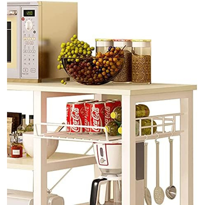 Стелаж для кухні Soges: міцна підставка для мікрохвильової печі з 3 полицями, чорний (білий клен)