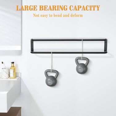 Тримач для рушників подвійний, 80 см, нержавіюча сталь 304, чорний колір, для ванної кімнати та кухні