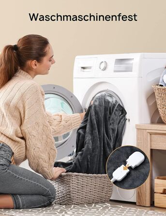 Електрична ковдра Evajoy з автовимкненням, 180x130 см, 7 режимів нагріву, таймер 9 годин, захист від перегріву, фланель, швидкий нагрів, пральна, для дому та офісу