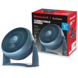 Вентилятор Honeywell TurboForce Turbo - синя версія (охолодження з низьким рівнем шуму, регульований кут нахилу до 90, 3 налаштування швидкості, настінний монтаж, настільний вентилятор) HT900NE4