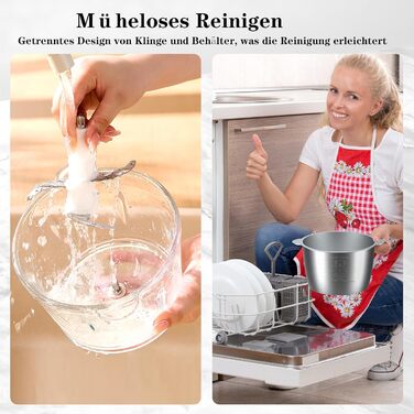 Електричний подрібнювач для кухні [500W] з нержавіючою сталлю, 2L чаша (скло+нержавіюча сталь) – кухонний комбайн для дитячого харчування, м'яса, овочів, цибулі (мідний двигун)