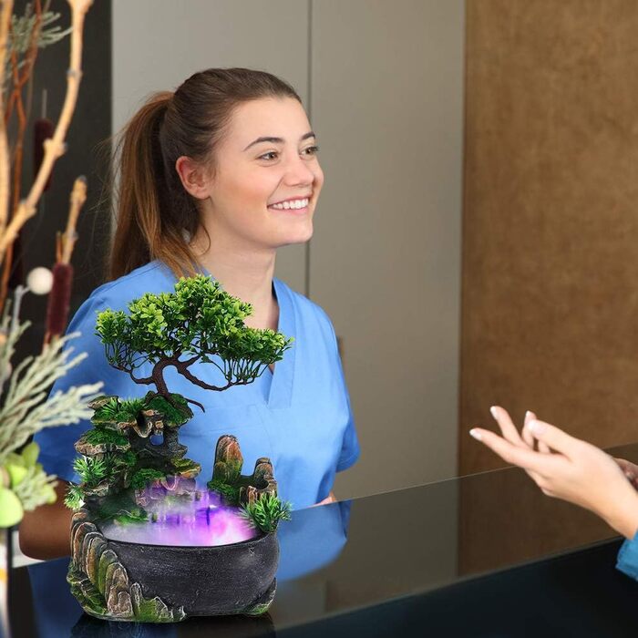 Кімнатний фонтан Zimmerbrunnen з LED підсвічуванням та водоспадом, з полирезину, з насосом