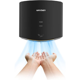 Anydry 2630S - Компактний електричний сушар для рук, автоматичний, настінний, для дому та бізнесу, чорний