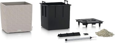 Горщик Lechuza Cube Cottage 30, 30x30x30 см, система автополиву, пісочно-коричневий