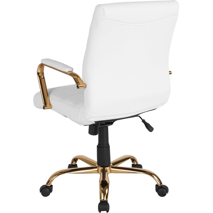 Офісний крісло Flash Furniture - крісло для шефа, біле шкіряне, з червоно-золотим каркасом, 61 x 58,5 x 103,5 см