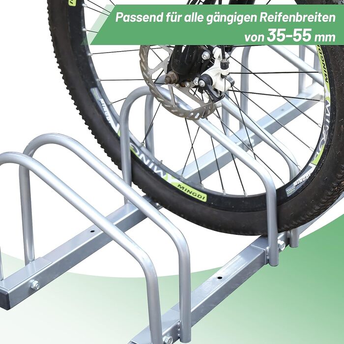 Велосипедна стійка Sonnewelt для 3 велосипедів Ширина шини 35-55 мм, Стійка для велосипеда Стійка для підлоги, Стійка для велосипеда Стійка для велосипеда Легка збірка Сталева оцинкована, Стійка для велосипеда Підлога 70,5x32x26 см (срібло) Кріплення для 