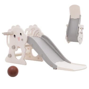 Дитяча гірка складана з баскетбольним кільцем для саду Rutsche 105 см, сіра