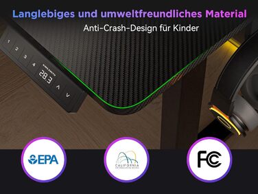 Електричний кутовий стіл WALKINGDESK 160 x 140 см з регулюванням висоти, чорний. Стіл для офісу, геймінгу та дому з кабелеуправлінням