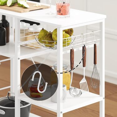 Стелаж для кухні Soges: місткий, чорний, з 3 полицями для мікрохвильової печі та кухонного приладдя