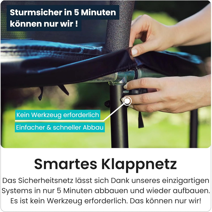 Батут Zero Gravity Ultima 4 Ø366 см: Комплект з драбиною, чорний, TÜV GS, швидке складання для вулиці