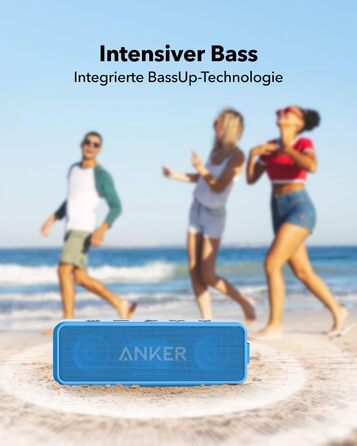Портативна Bluetooth колонка Anker SoundCore 2, блакитна: потужний звук, глибокий бас, 24 год роботи, водонепроникність IPX7, сумісна з iPhone, Galaxy та іншими пристроями