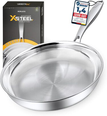 Сковорода Morleos керамічна Ø 32 см, без PFAS та PTFE, антипригарна, 5-шарова, 3 мм, для індукційних плит, з нержавіючої сталі, можна мити в посудомийній машині