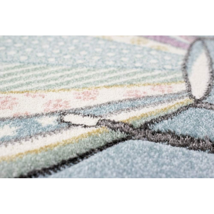 Дитячий килимок Ігровий килимок Гаряча повітряна куля тварини пастельно-блакитного кольору (кругла 160 см)