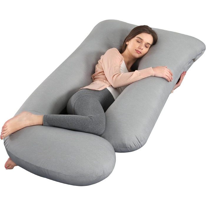 Подушка для вагітних GKXLH - J-подібна подушка для підтримки спини, живота та стегон. Знімна, дихаюча, колір: сірий