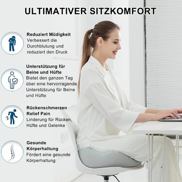 Ортопедична подушка для сидіння з піни з ефектом пам'яті для офісу та автомобіля, знімає біль