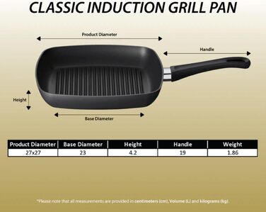 SCANPAN Classic Grill Pan 27x27 см | Індукційна сковорода-гриль | Stratanium+ антипригарне покриття | Для духовки | SCANPAN