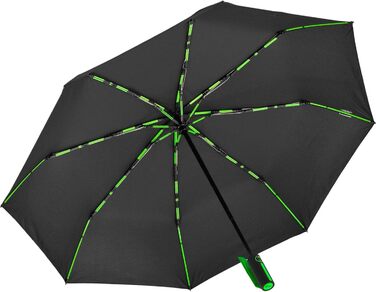 Велика кишенькова парасолька зі скловолокна 104 см з кольоровими подвійними спицями - чорно-зелена