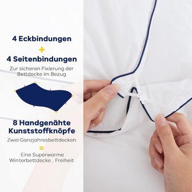 Ковдра постільна 135x200 см, 100% бавовна, з наповнювачем з пуху та пера, Oeko-Tex, RDS, для всієї родини