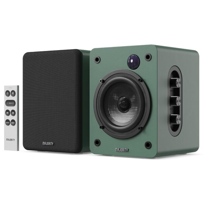 Активні колонки Majority D50X 60W 2.0 для ПК та HiFi: Bluetooth 5.3, HDMI ARC, AUX, вуглецевий диффузор, колір зелений