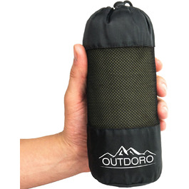 Спальний мішок Outdoro Cabin Sleeping Bag, надлегкий туристичний спальний мішок - всього 350 г з чистої бавовни з відділенням для подушки - тонкий і маленький - цокання, дорожнє простирадло зеленого кольору