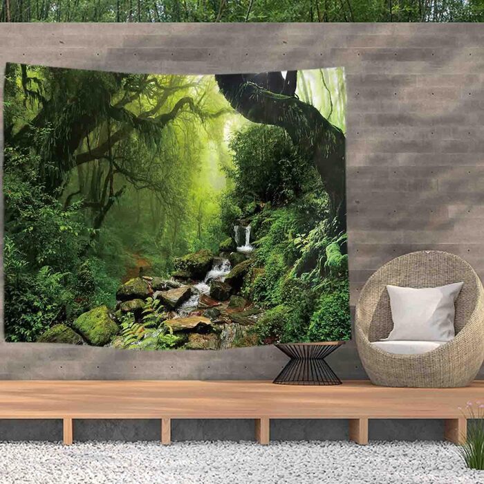 Водоспад Rainforest Nature Eco Plants - Плакат з гобелену - 200x150 см - Садовий плакат - Гобелен великий - прикраса аксесуара для саду та вітальні