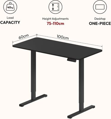 Регульований стіл Sanodesk 110x60 см з суцільною стільницею – компактний стоячий стіл, ергономічний та стильний, білий