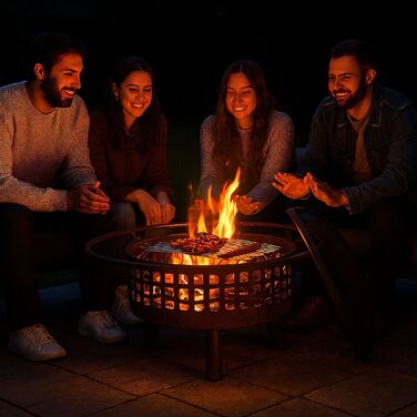 Вогнище Relaxdays з грилем та захистом від іскор