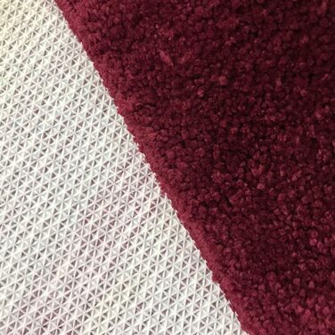 Набір килимків для ванної кімнати Jianyana 3 шт. з мікрофібри, антиковзаючі, м'які, пухнасті, з контрастним малюнком (смугастий винний колір)