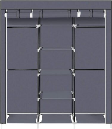 Шафа розкладна з вішалем для одягу та полицями TactFire, 150x45x175 см, сіра