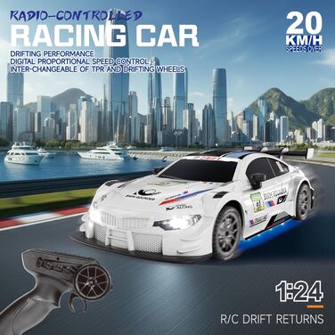 RC Дрифт-кар 1:24, 4WD, 2.4GHz, чорний, 2 батареї, LED, швидкість 20 км/год