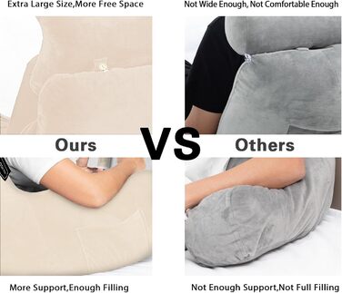 Велике крісло-мішок для читання, 78,7 см, з підголовником та підлокітниками, спинка для читання та відпочинку, сірий (бежевий, середній)