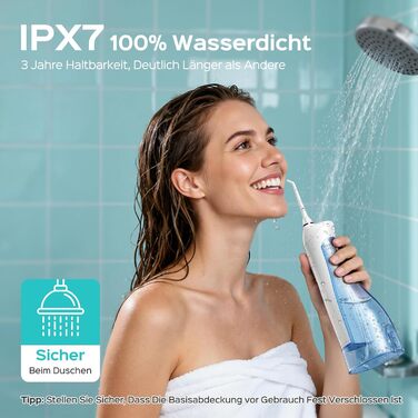 Бездротовий портативний душ COSLUS: 300 мл, IPX7, 5 насадок, для інтенсивного очищення та догляду за порожниною рота, ідеальний для подорожей