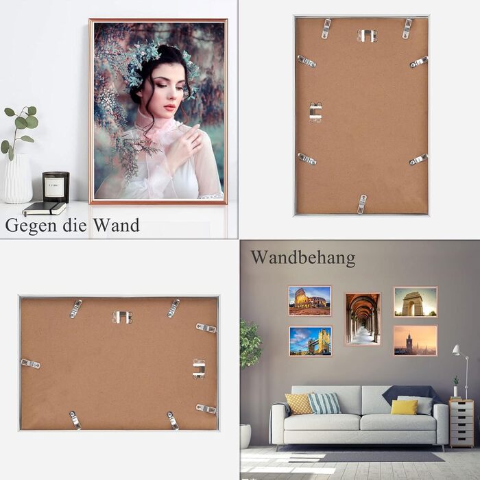 Набір фоторамок 5er Bilderrahmen DIN A4 з плексигласом для фото та портретів: рамка для встановлення та підвішування