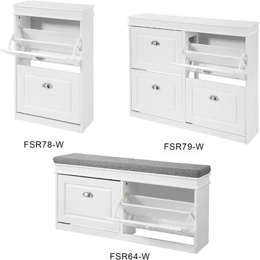 Полка для взуття SoBuy з сидінням, білий, 104x52x24 см, FSR64-W