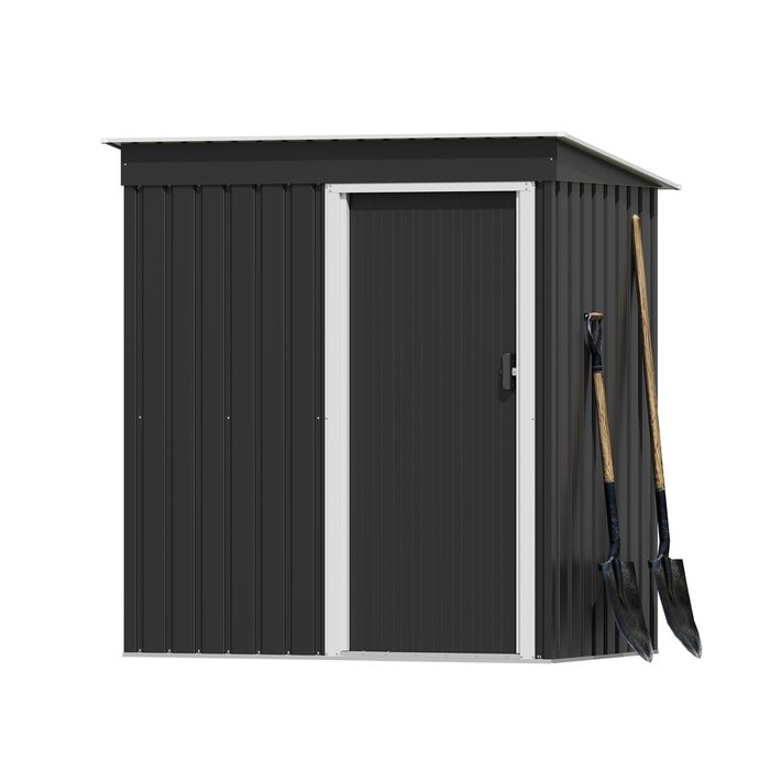 Сарай металевий Devoko 96x98x160 см для саду, тераси, з похилим дахом, антрацит. Комплект: рукавички, замок.
