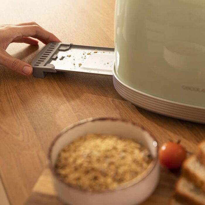 Тостер Cecotec Toast&Taste 800 Vintage Green, 850 Вт, 2 відділення, зелений, нержавіюча сталь, ретро-дизайн