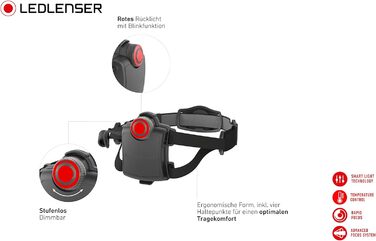 Світлодіодний налобний ліхтар Ledlenser H7 SE, налобний ліхтар по всьому периметру, 300 люмен, відстань променя 160 метрів, час горіння 30 годин, з фокусуванням, із заднім світлом, з акумуляторами та USB-кабелем H7 SE - 300 лм