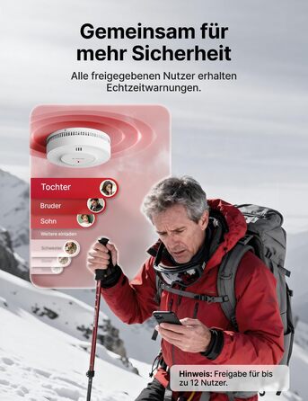 X-Sense Детектор диму з Wi-Fi, 10 років роботи батареї та базовою станцією SBS50 (6 шт.), фотоелектричний, бездротовий, SD19-MN61, білий