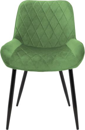 Крісла для обідньої зони ML-Design: обідні крісла з підлокітниками та спинкою, темно-зелені, з велюровим сидінням та металевими ніжками (4 шт.)