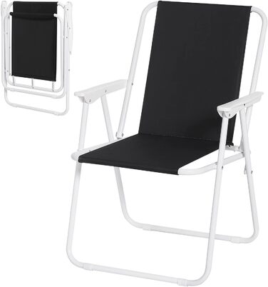 Крісло для кемпінгу WOLTU складне, розкладне крісло запальничка для вулиці, рибальське крісло з підлокітниками, пляжне крісло Складаний табурет для кемпінгу Тераса пляжного саду, чорний, CPS8151sz