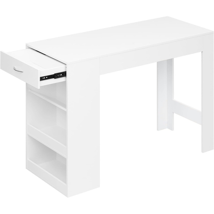 Столик-бар WOLTU з шухлядою та полицями для вина, 90x50x120 см, білий