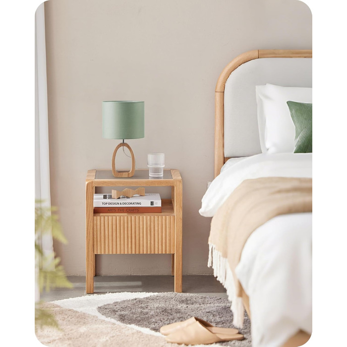 Дерев'яна настільна лампа GOEBLESON для спальні, вітальні, готелю. Сучасний дизайн, тепле світло 2700K, E27, подарунок. Модель ZME07TLD05N1 (кільцеподібна)