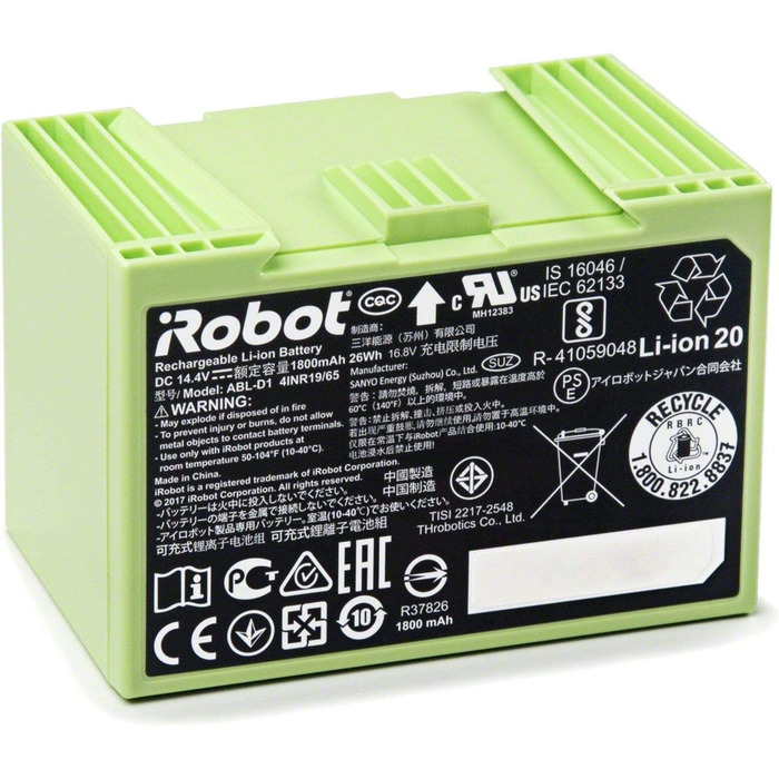 Оригінальні запчастини iRobot-літій-іонний акумулятор Roomba-сумісний з серіями Roomba e / i-зелений, Літіо 1800 маг і автоматична витяжна станція з оригінальною чистою базою вакуумні пакети 1 комплект з 3 шт. Комплект літіо 1800 маг Комплект з мішком для
