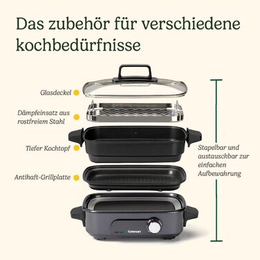 Мультиварка Cuisinart Cook In 5 in 1: гриль, тушкування, приготування на пару, варіння та приготування в мультиварці | Нержавіюча сталь, антипригарне покриття, сталеві пластини та сковороди